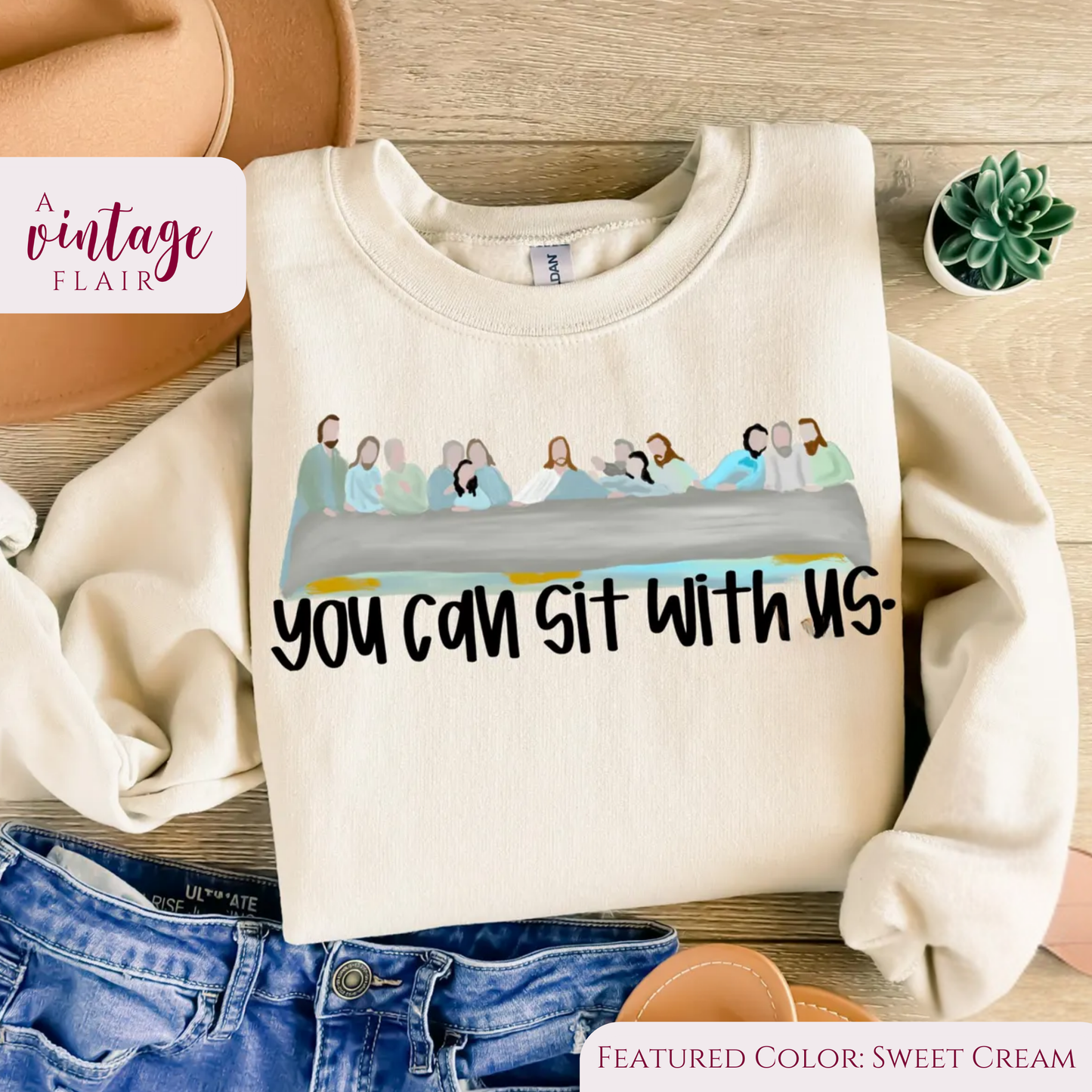 You Can Sit with Us Watercolor Top