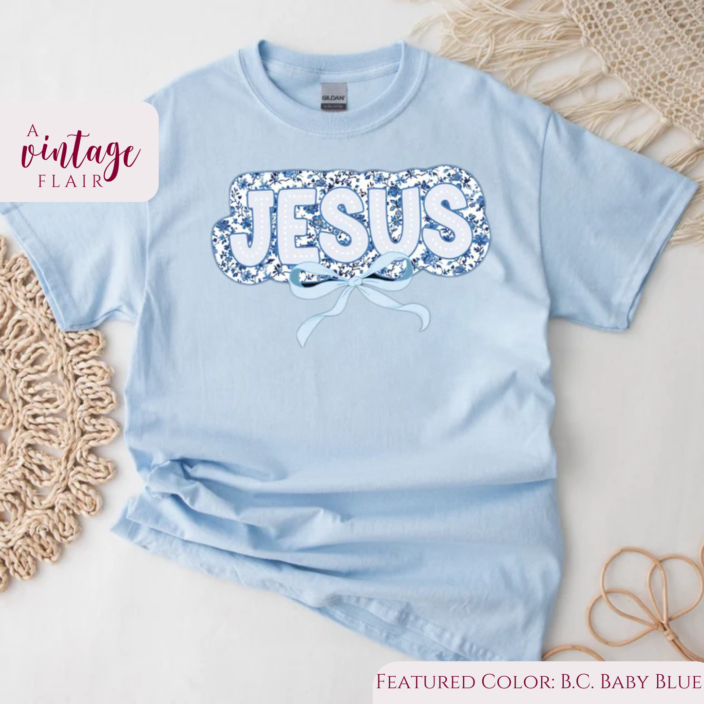 Jesus Blue Floral Top