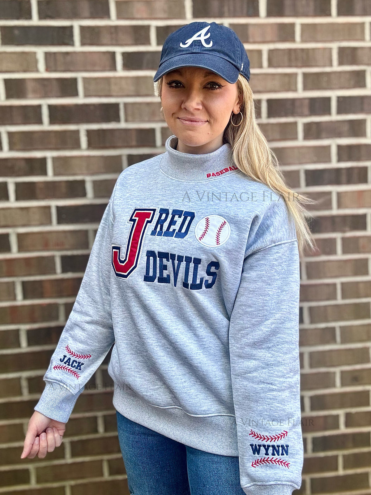 Red Devil Baseball Mock Neck