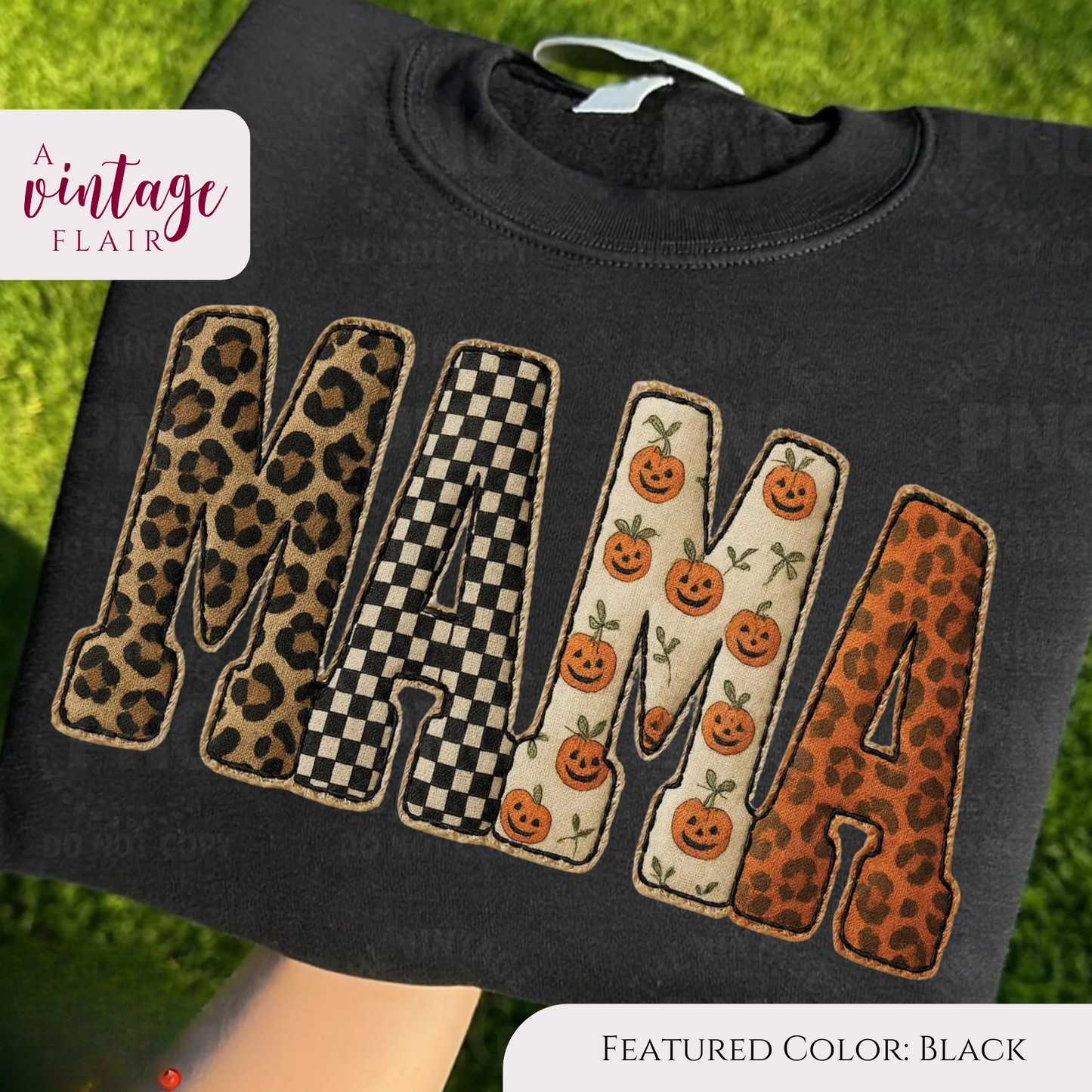 Faux Embroidery Mama Fall Top