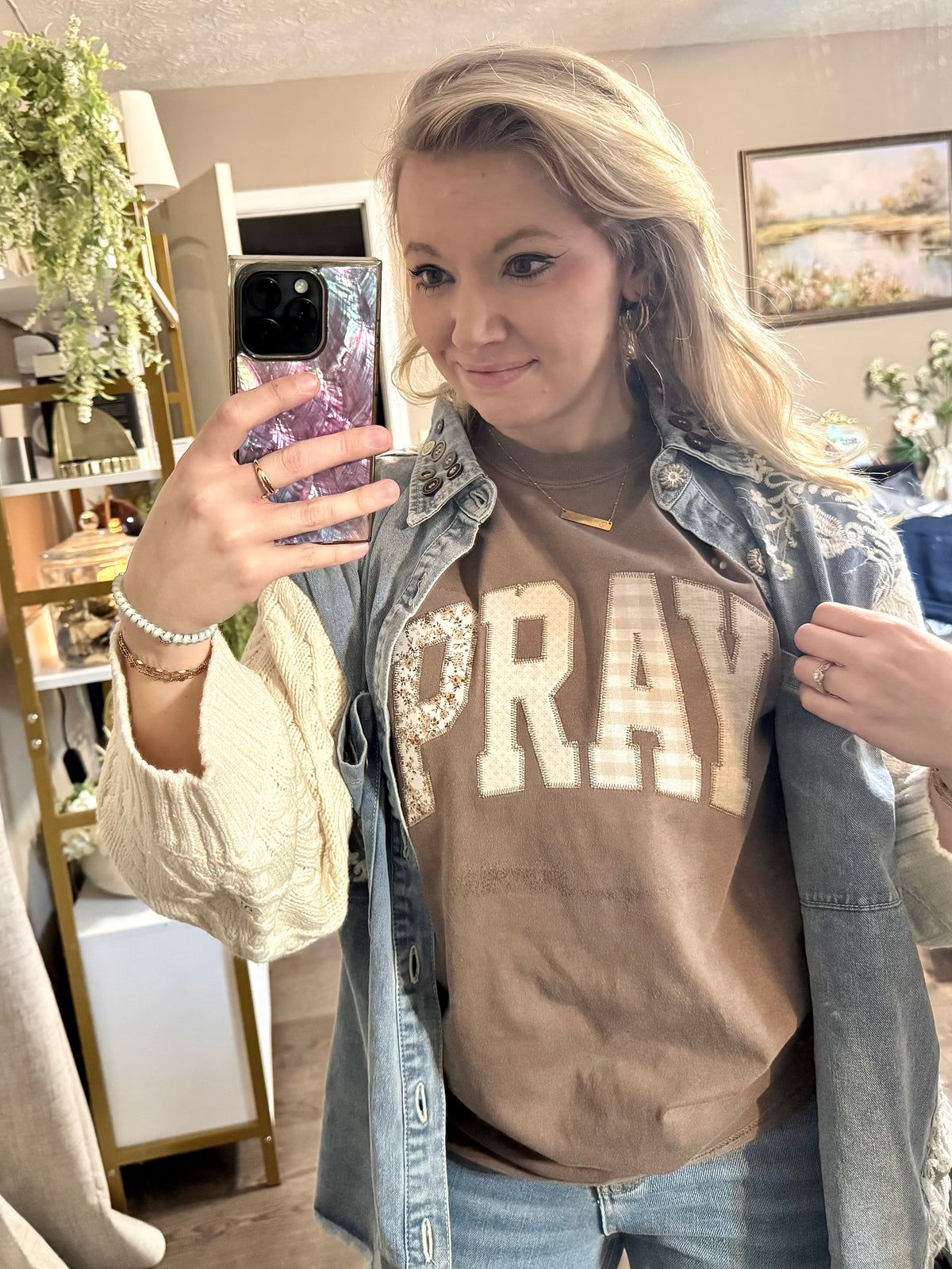 Pray Patchwork Embroidered Top