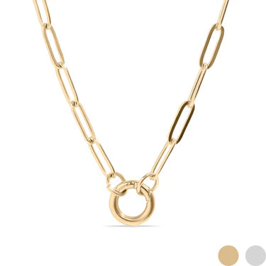 Gold Paperclip Charm Keeper Necklace
