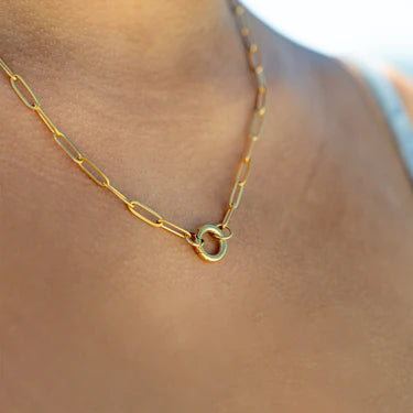 Gold Paperclip Charm Keeper Necklace