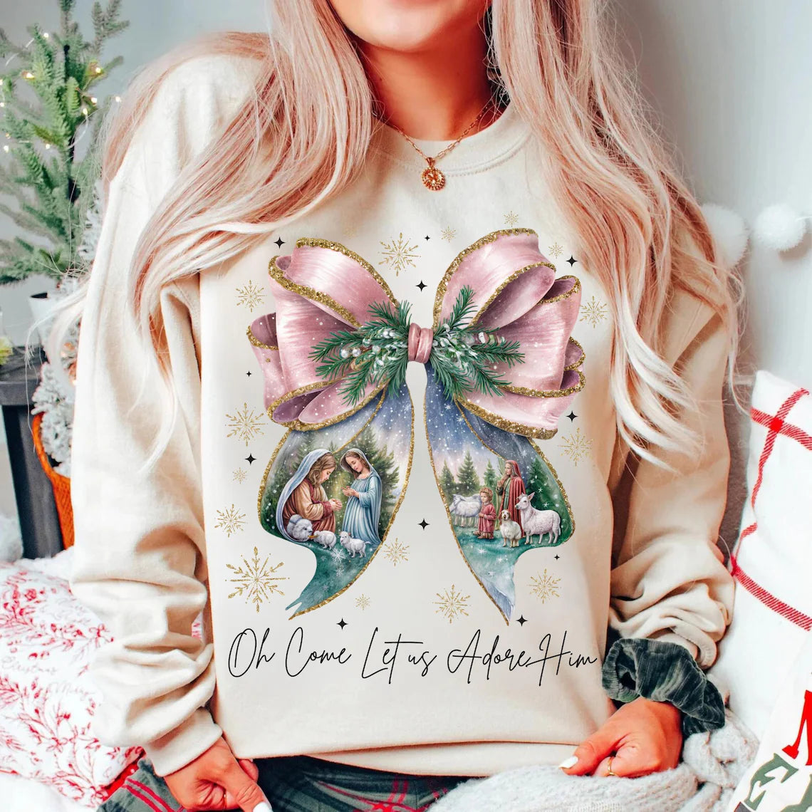 Oh Come Let Us Adore Him Coquette Top