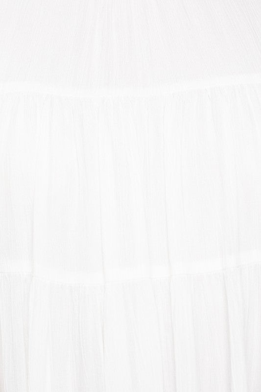 SLEEVELESS RUFFLE NECK TIERED DRESS