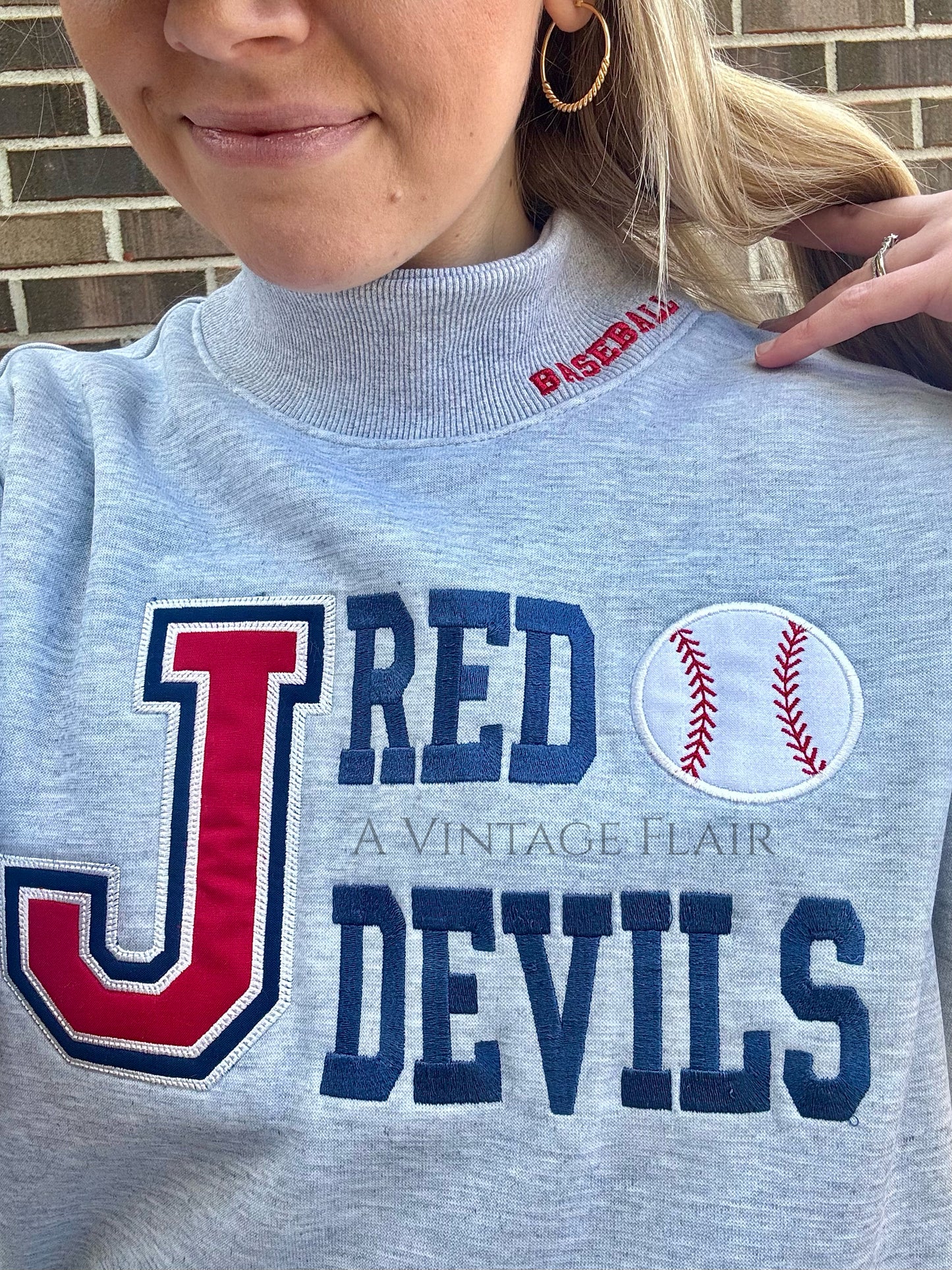 Red Devil Baseball Mock Neck