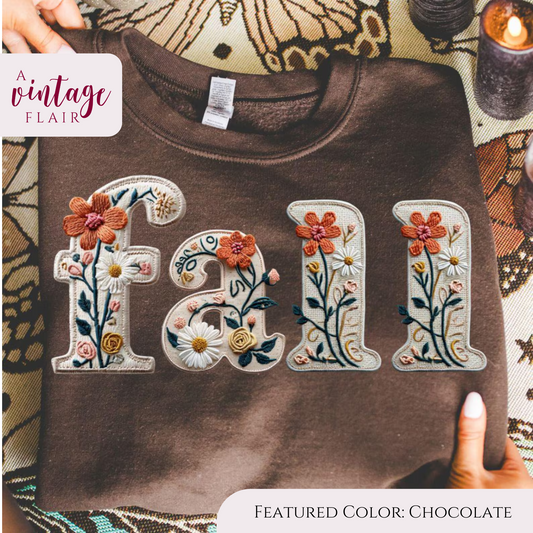Faux Embroidery "fall" Top