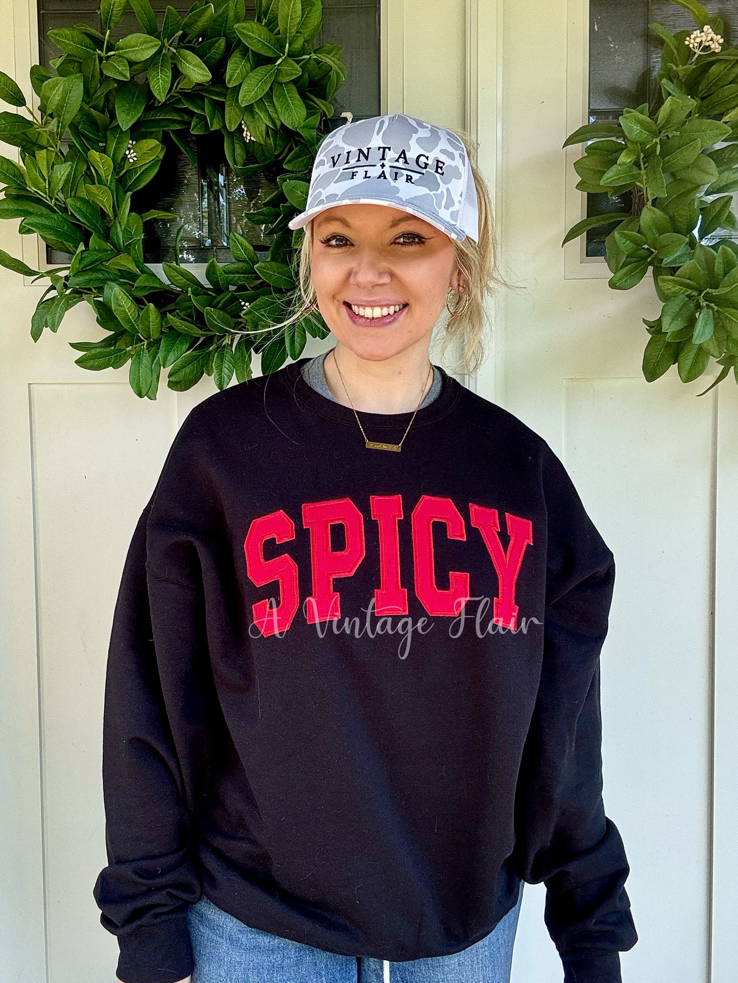 Spicy Embroidered Crewneck