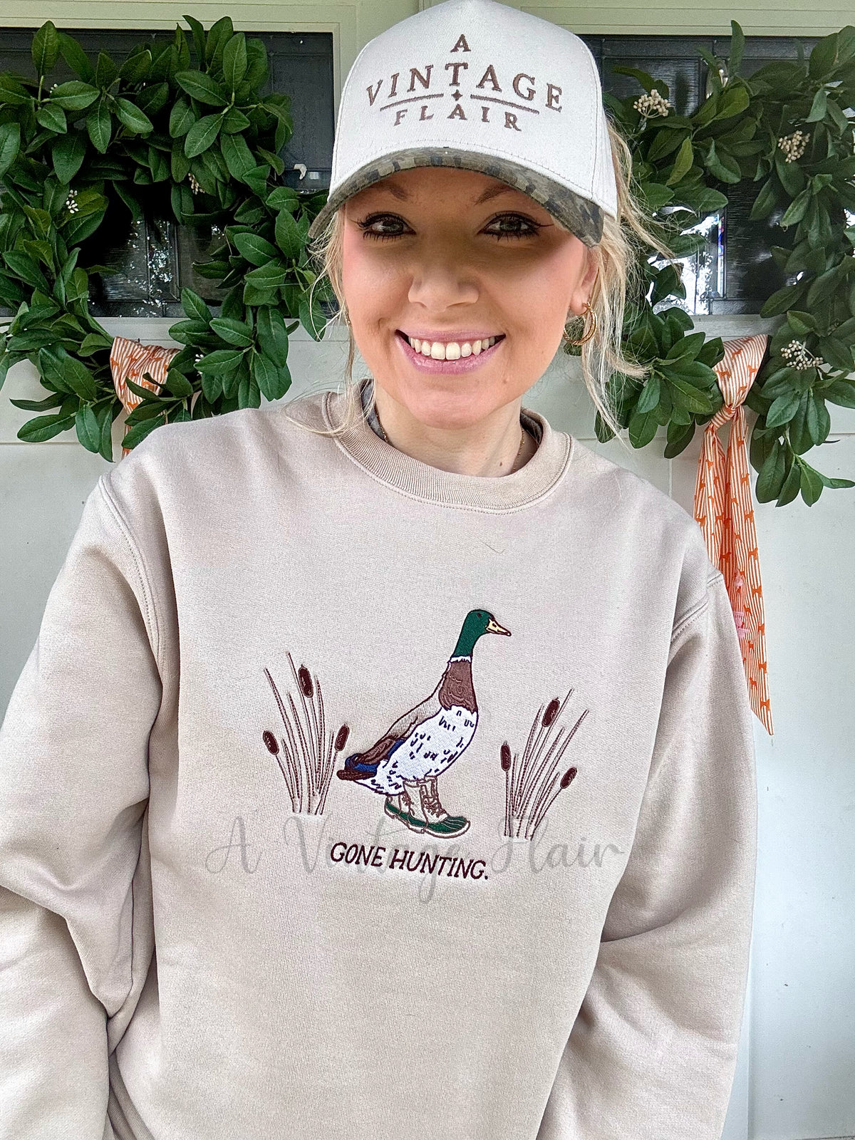 Gone Hunting Duck Embroidered Sweatshirt