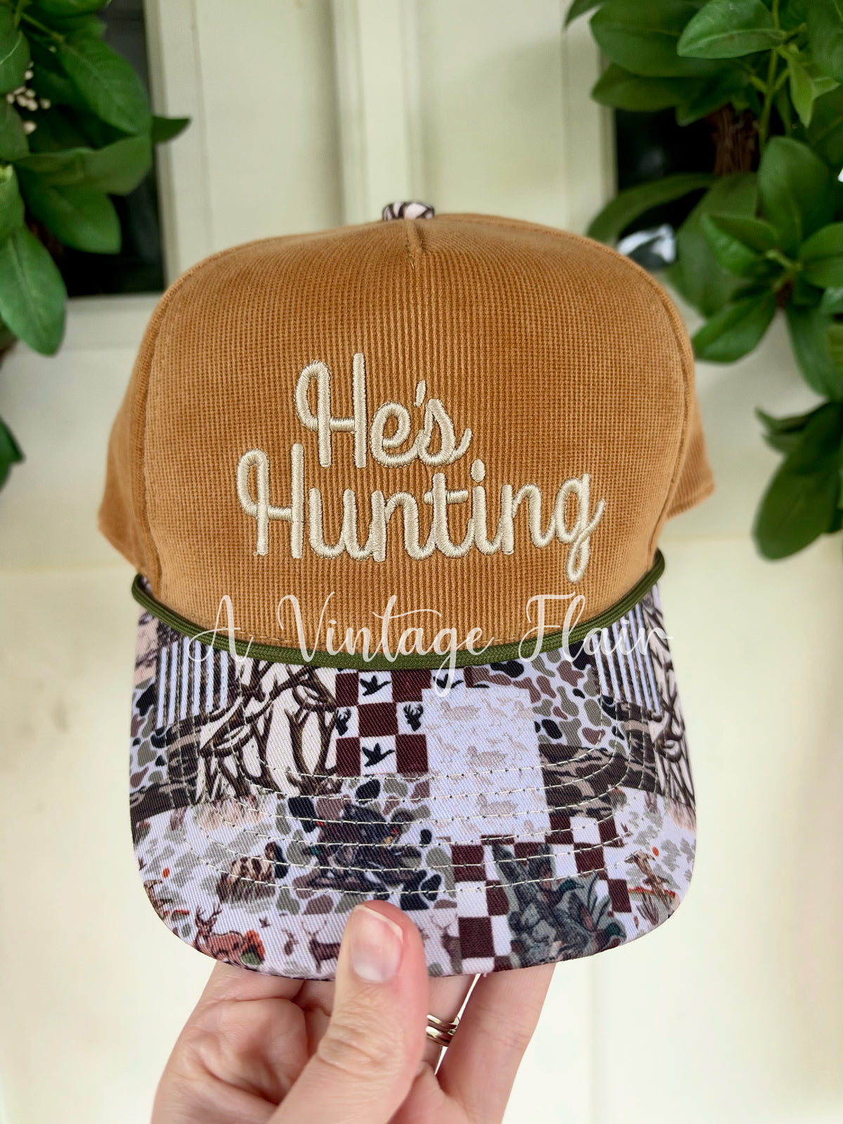 He’s Hunting Corduroy Embroidered Hat