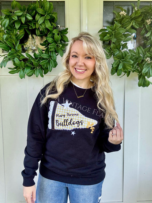 Mary Persons Vintage Pennant Embroidered Sweatshirt - Black