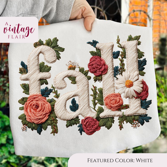 Faux Embroidery Fall Floral Top