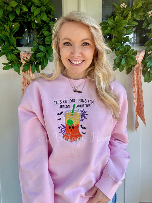 This Ghoul Runs on Loaded Tea Embroidered Sweatshirt