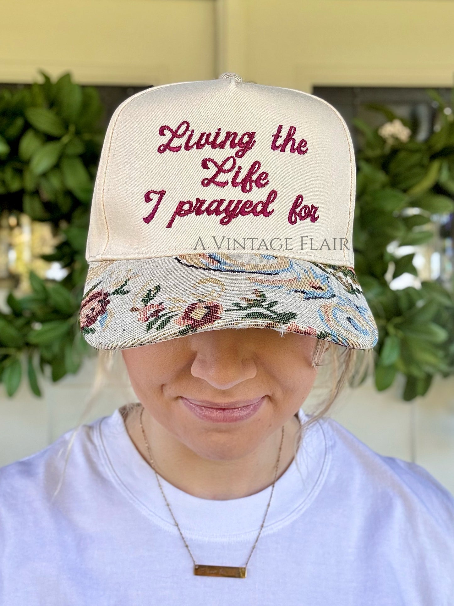 Living the Life I Prayed For Embroidered Trucker Hat