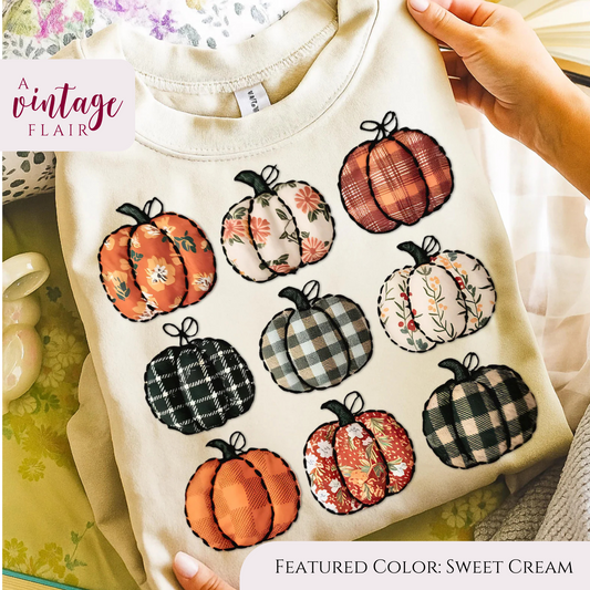 Faux Patchwork Pumpkins Top