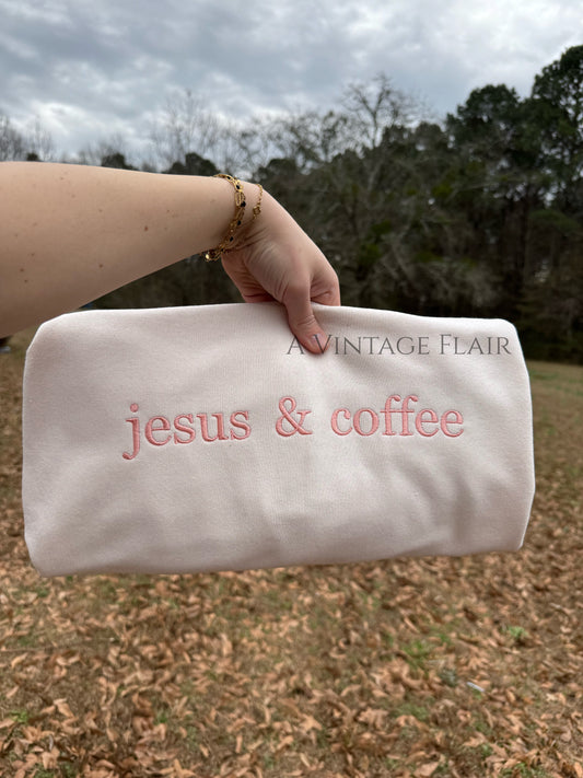 Jesus & Coffee Embroidered Top