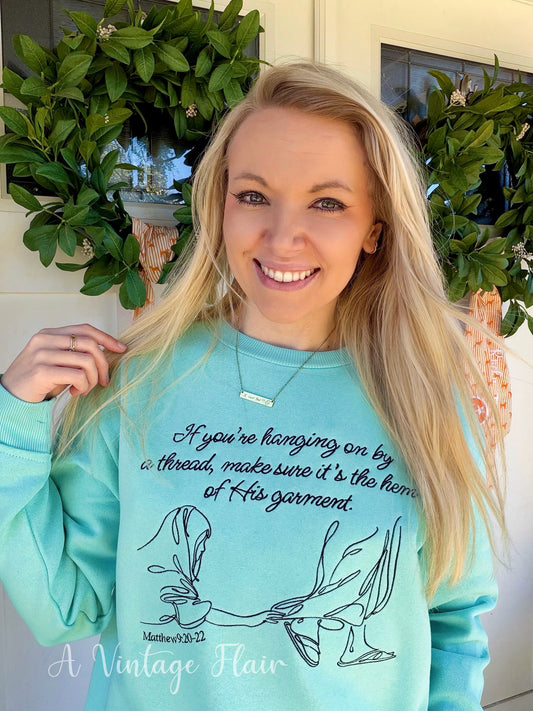 Hanging by a Thread Embroidered Sweatshirt