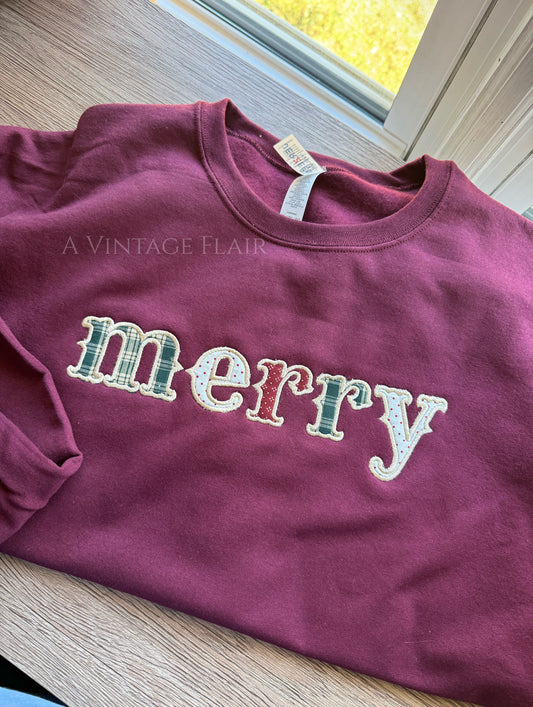 Embroidered merry Appliqué Top
