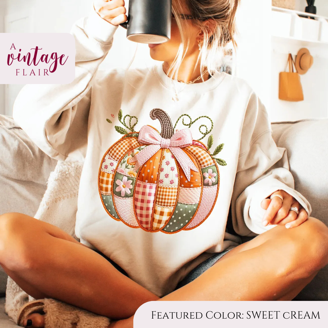 Faux Patchwork Pink Pumpkin Top