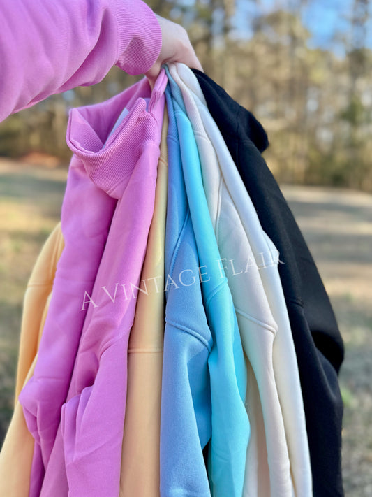 A Vintage Flair Mock Neck Sweatshirt