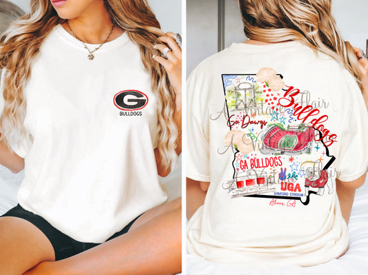 UGA Watercolor Top