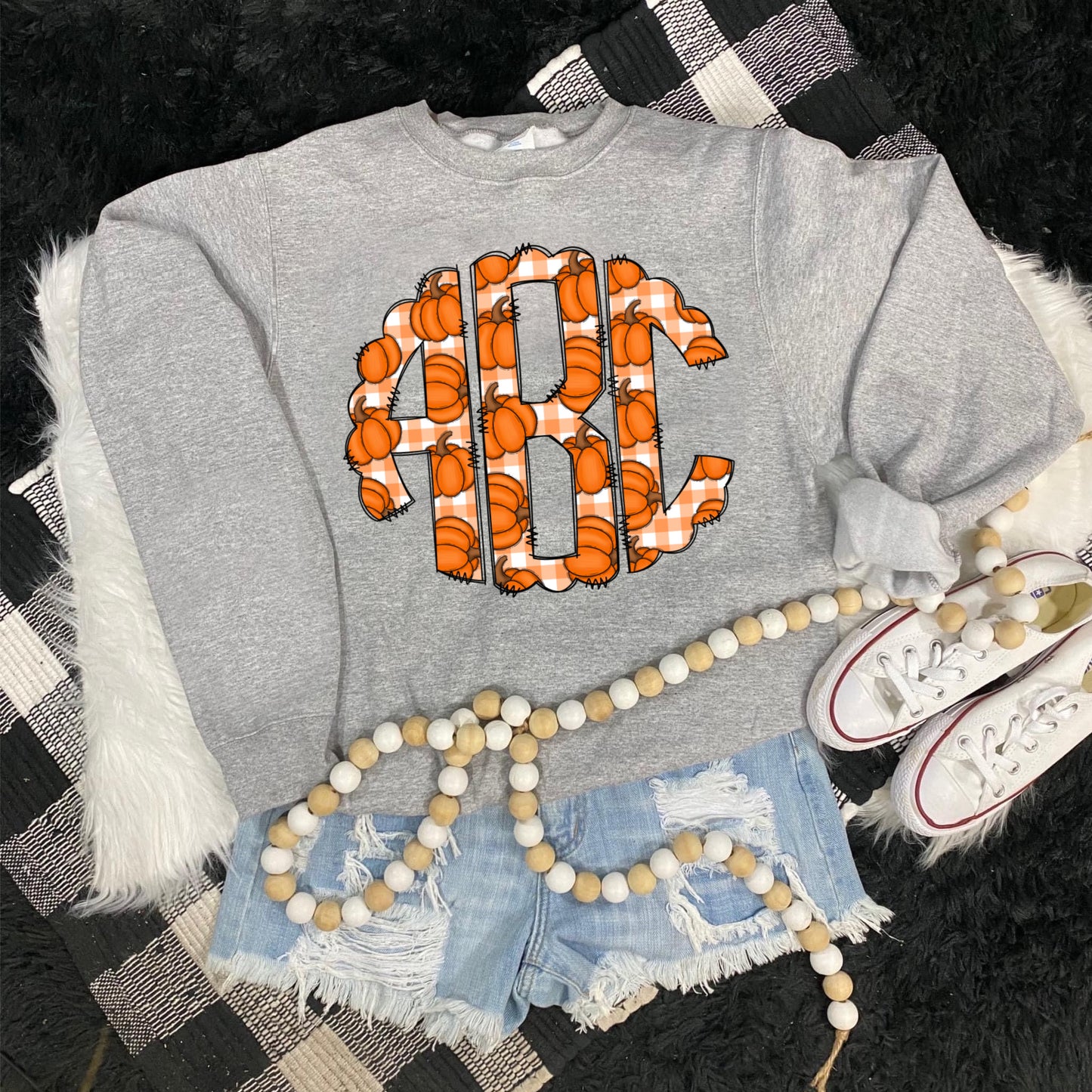 Plaid Pumpkins Monogram Top