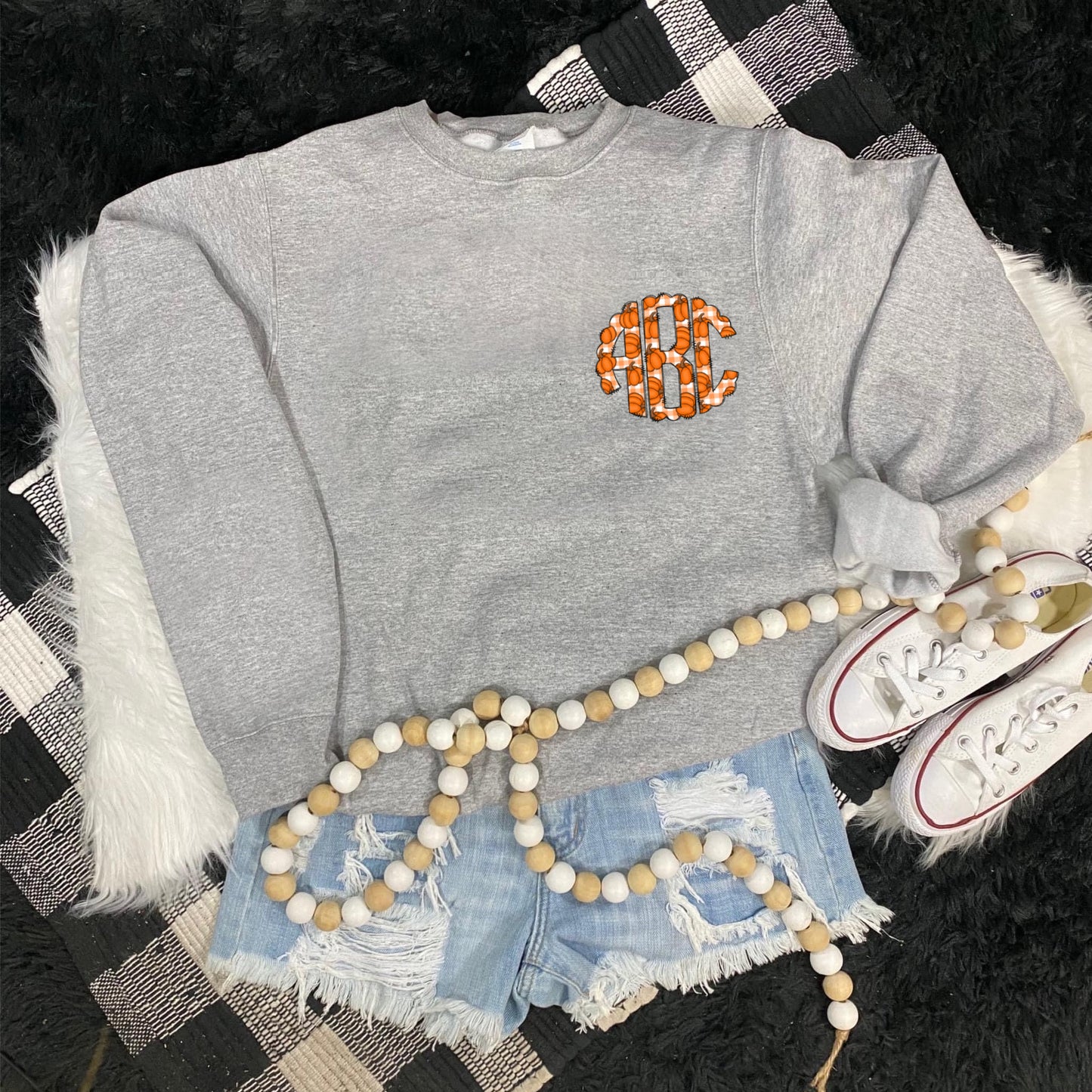 Plaid Pumpkins Monogram Top