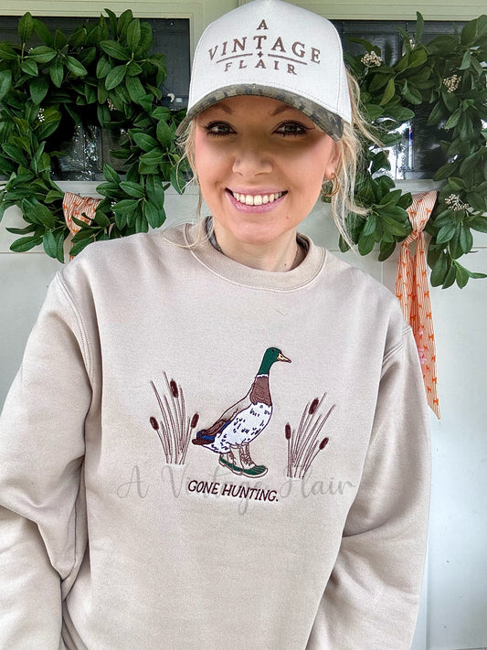 Gone Hunting Duck Embroidered Sweatshirt