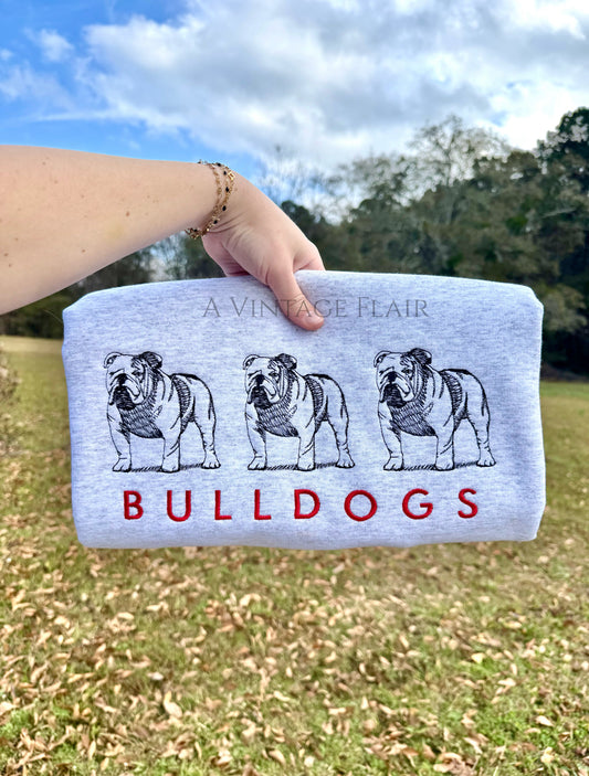Bulldogs Sketch Embroidered Crewneck