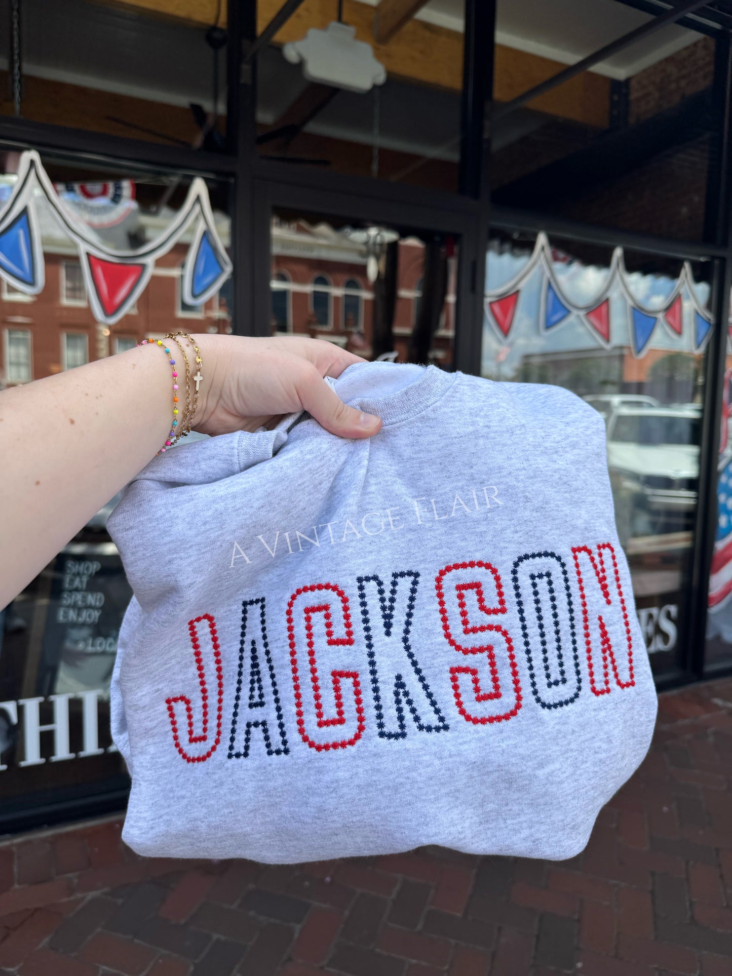 Jackson Dot Embroidered Crewneck