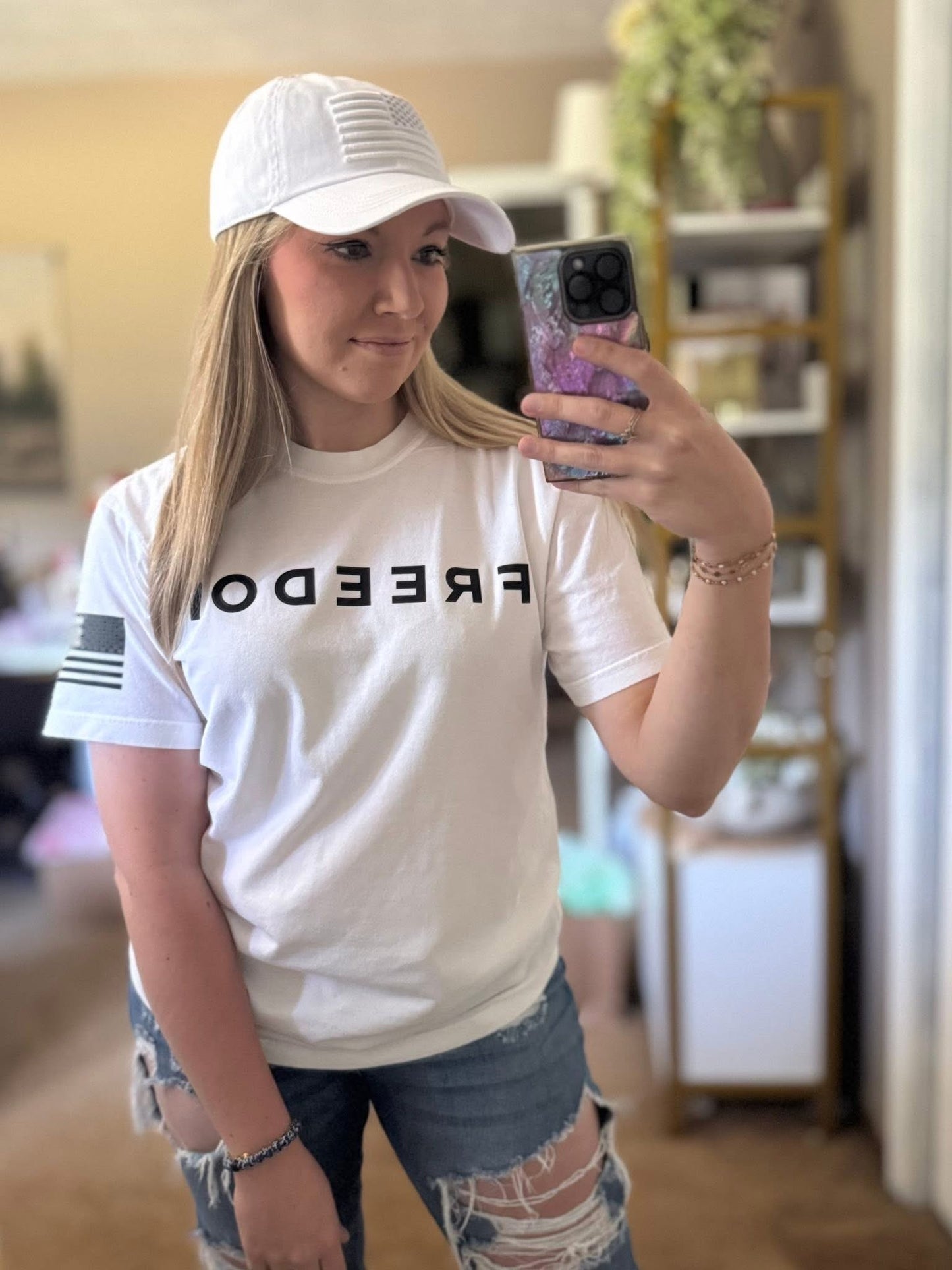 American Flag White Hat