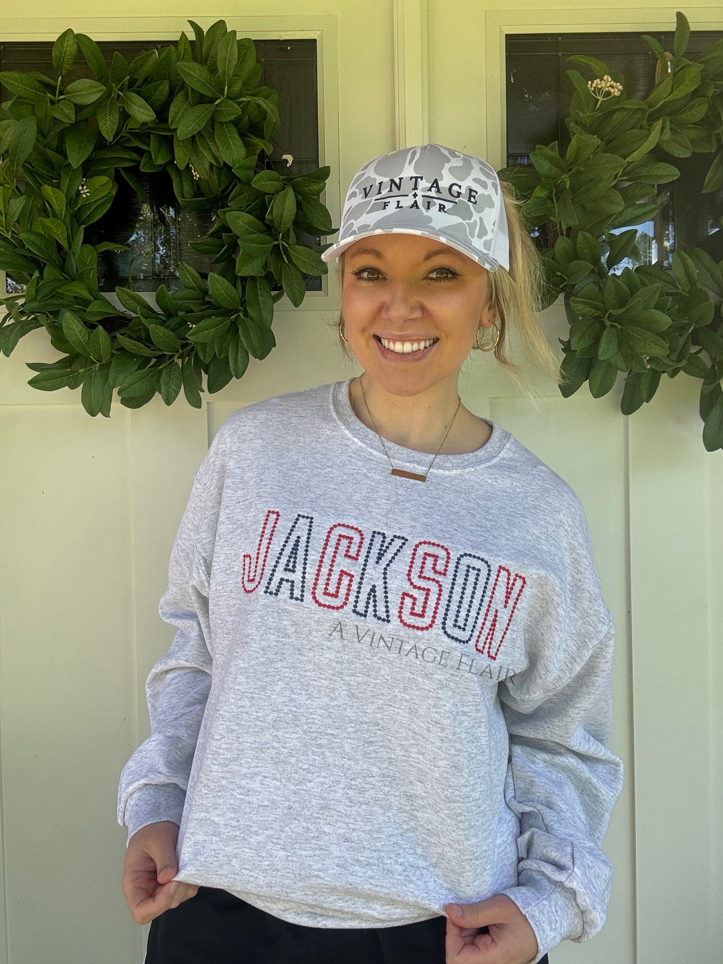 Jackson Dot Embroidered Crewneck