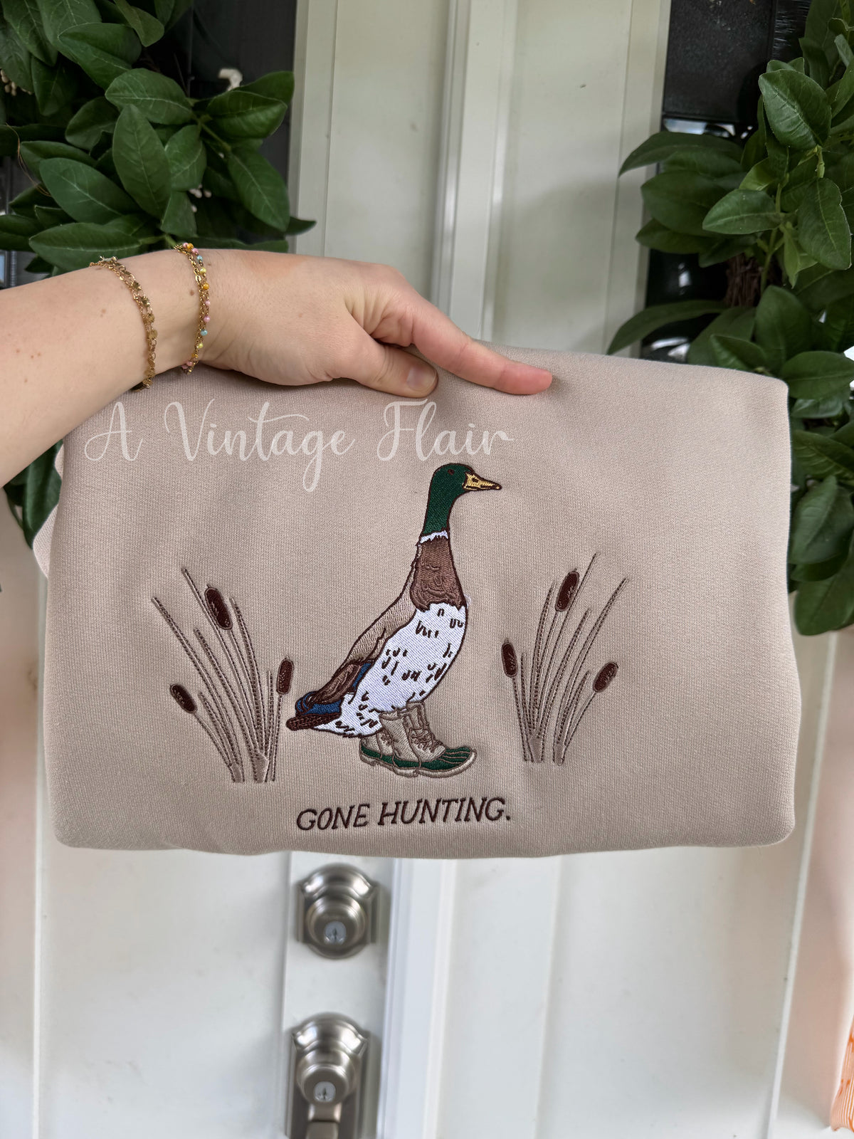 Gone Hunting Duck Embroidered Sweatshirt
