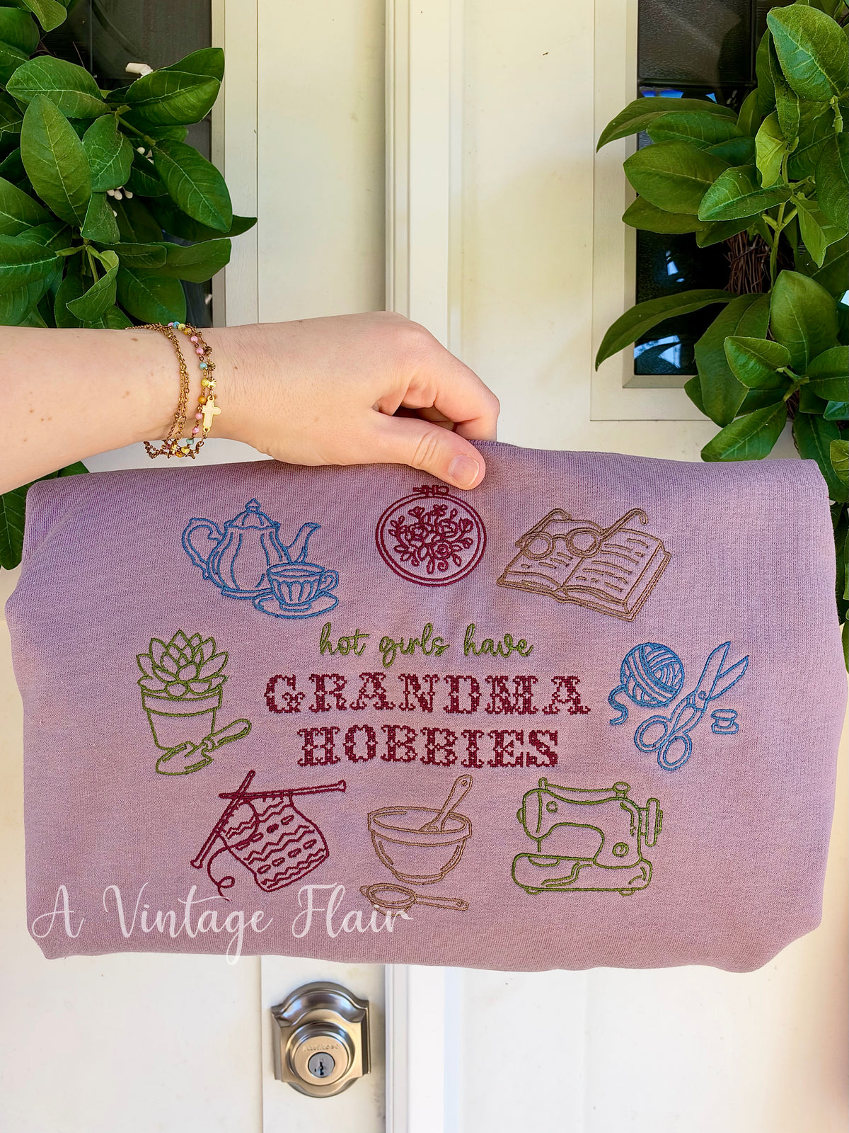 Hot Girls Have Grandma Hobbies Embroidered Sweatshirt