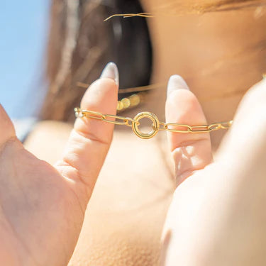 Gold Paperclip Charm Keeper Necklace