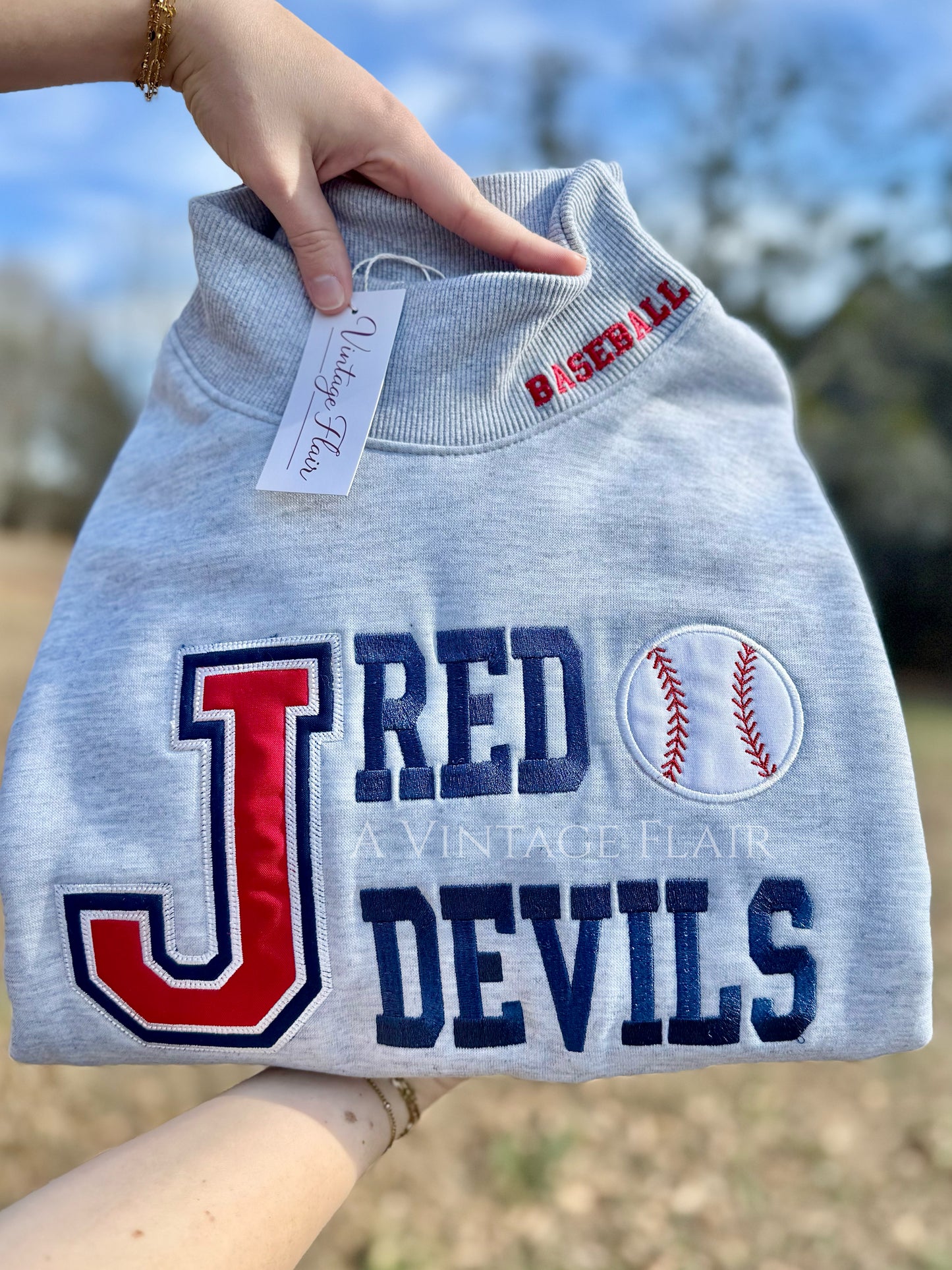 Red Devil Baseball Mock Neck