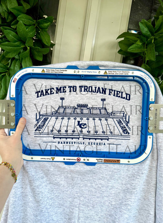 Take Me to Trojan Field Embroidered Crewneck