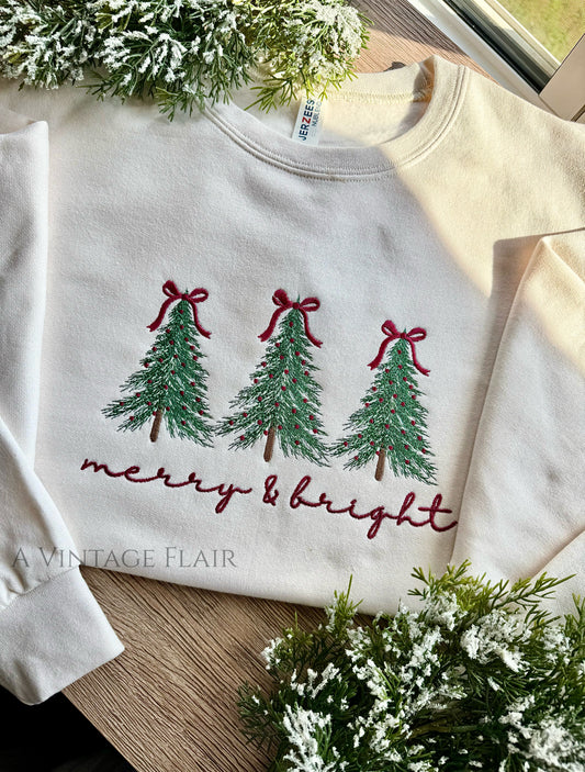 Embroidered Merry & Bright Top