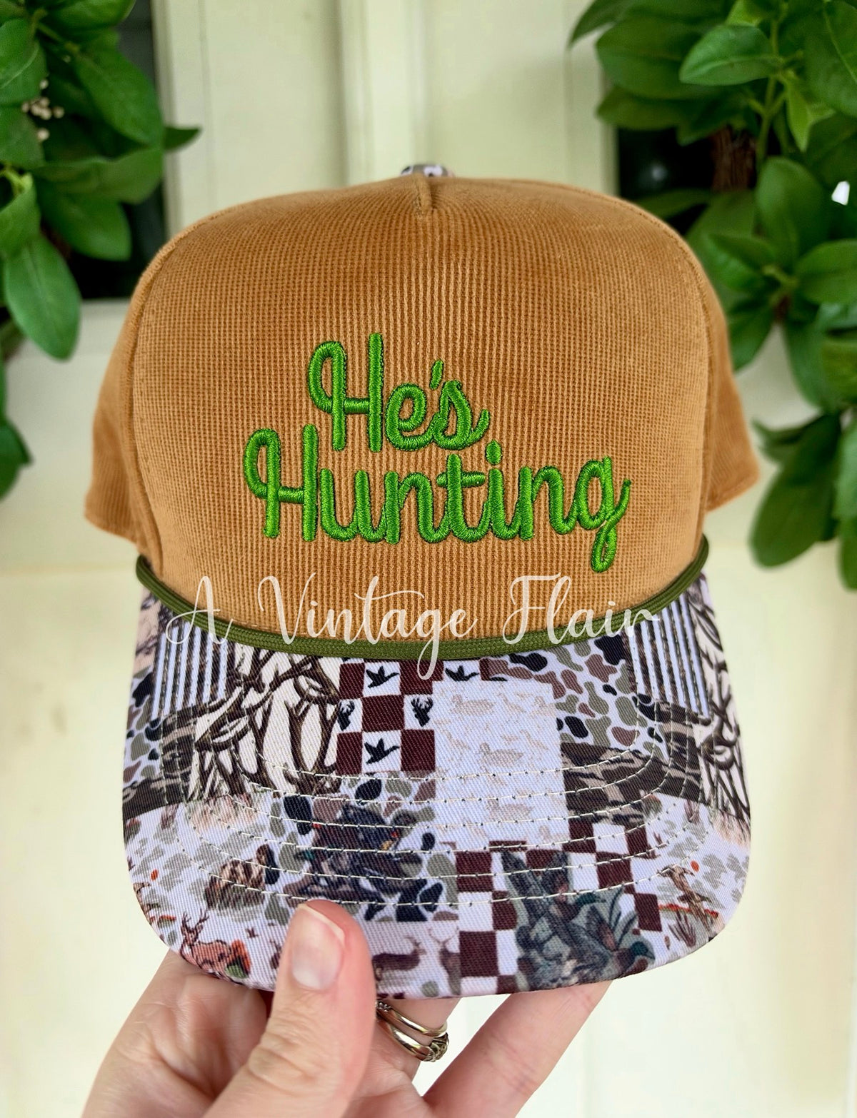 He’s Hunting Corduroy Embroidered Hat
