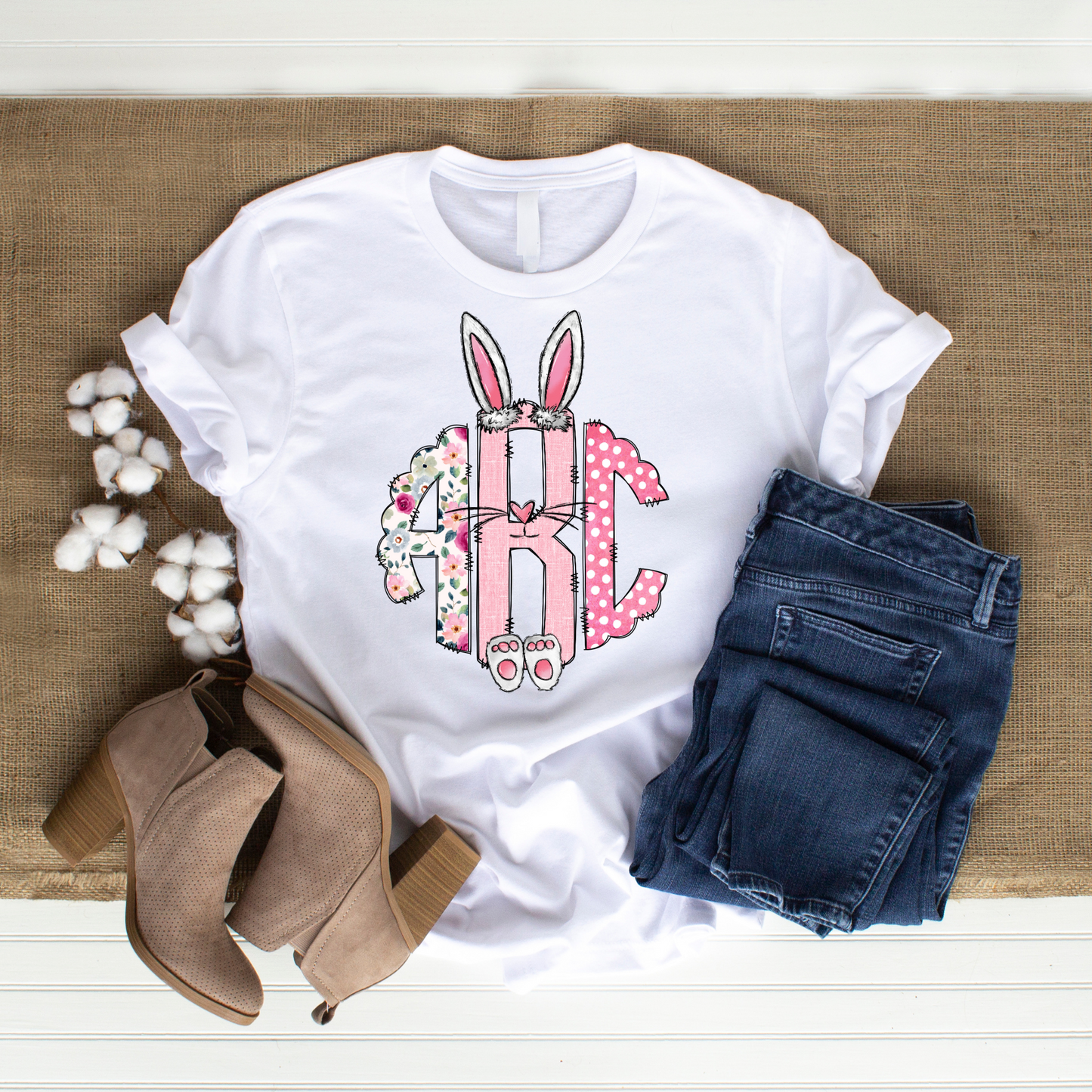 Pink Easter Monogram Top