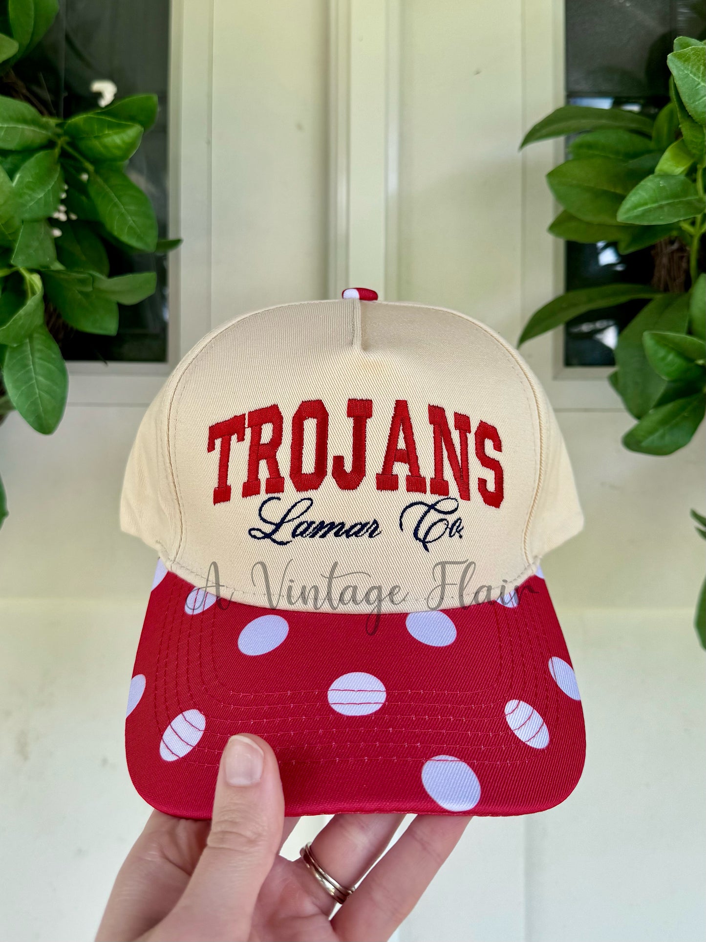 Lamar Co. Trojans Polka Dot Hat -Red