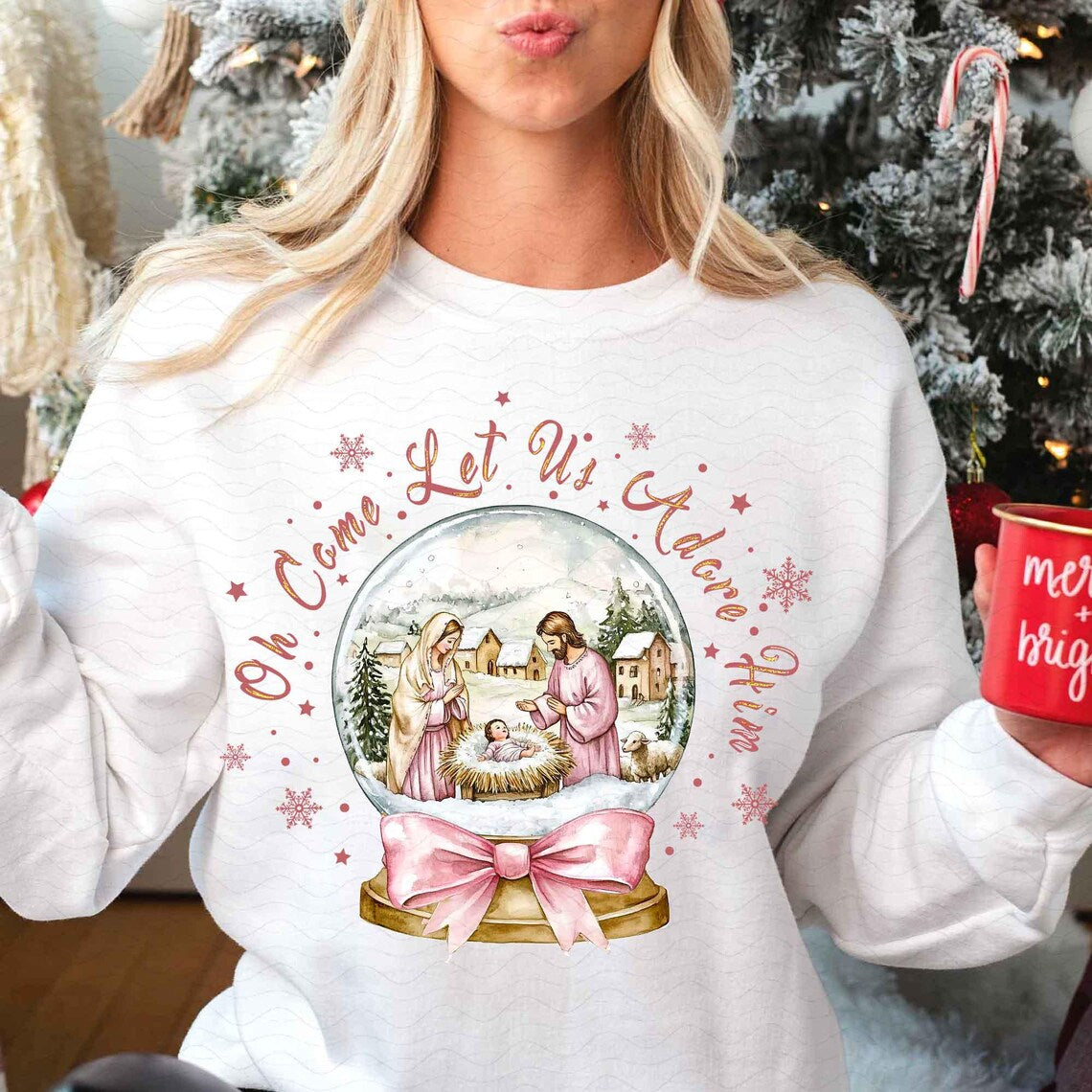 Let Us Adore Him Snow Globe Top