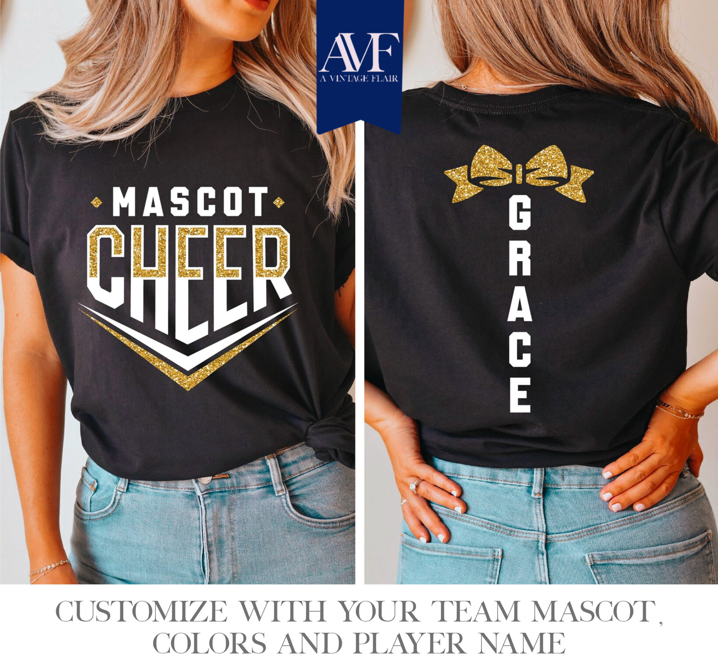 Custom Mascot + Name Cheer Top