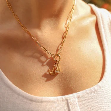 Gold Paperclip Charm Keeper Necklace